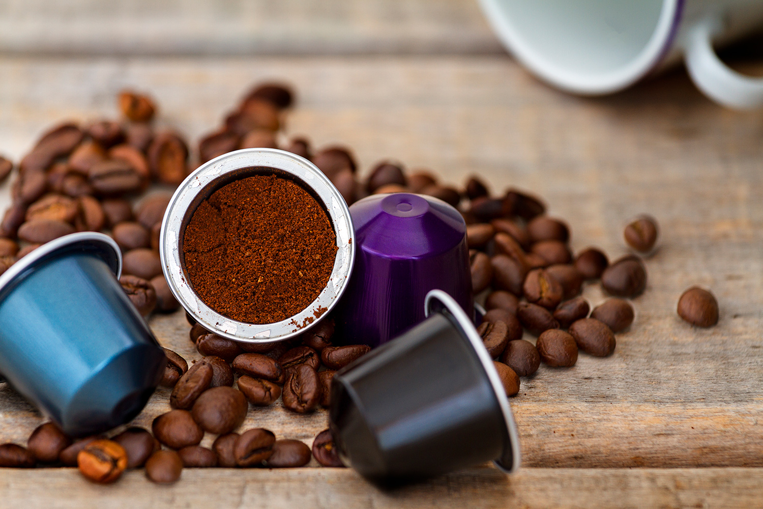 Keurig coffee shop grounds in cup