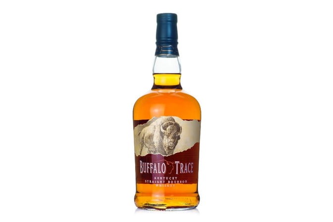 A bottle of Buffalo Trace on white background.