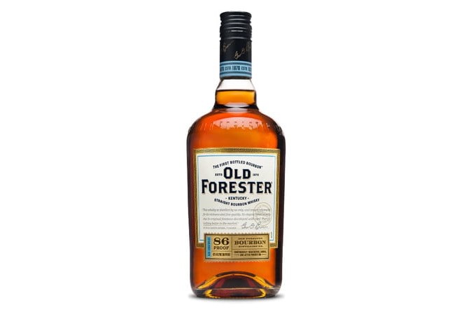 A bottle of Old Forester on white background.