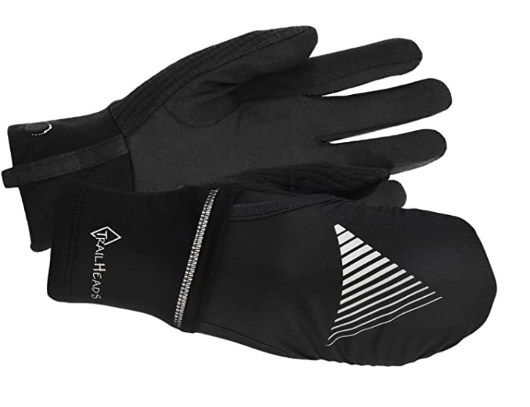 TrailHeads Men's Touchscreen Gloves with Reflective Waterproof Mitten Shell.