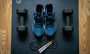 Jump rope with shoes and weights