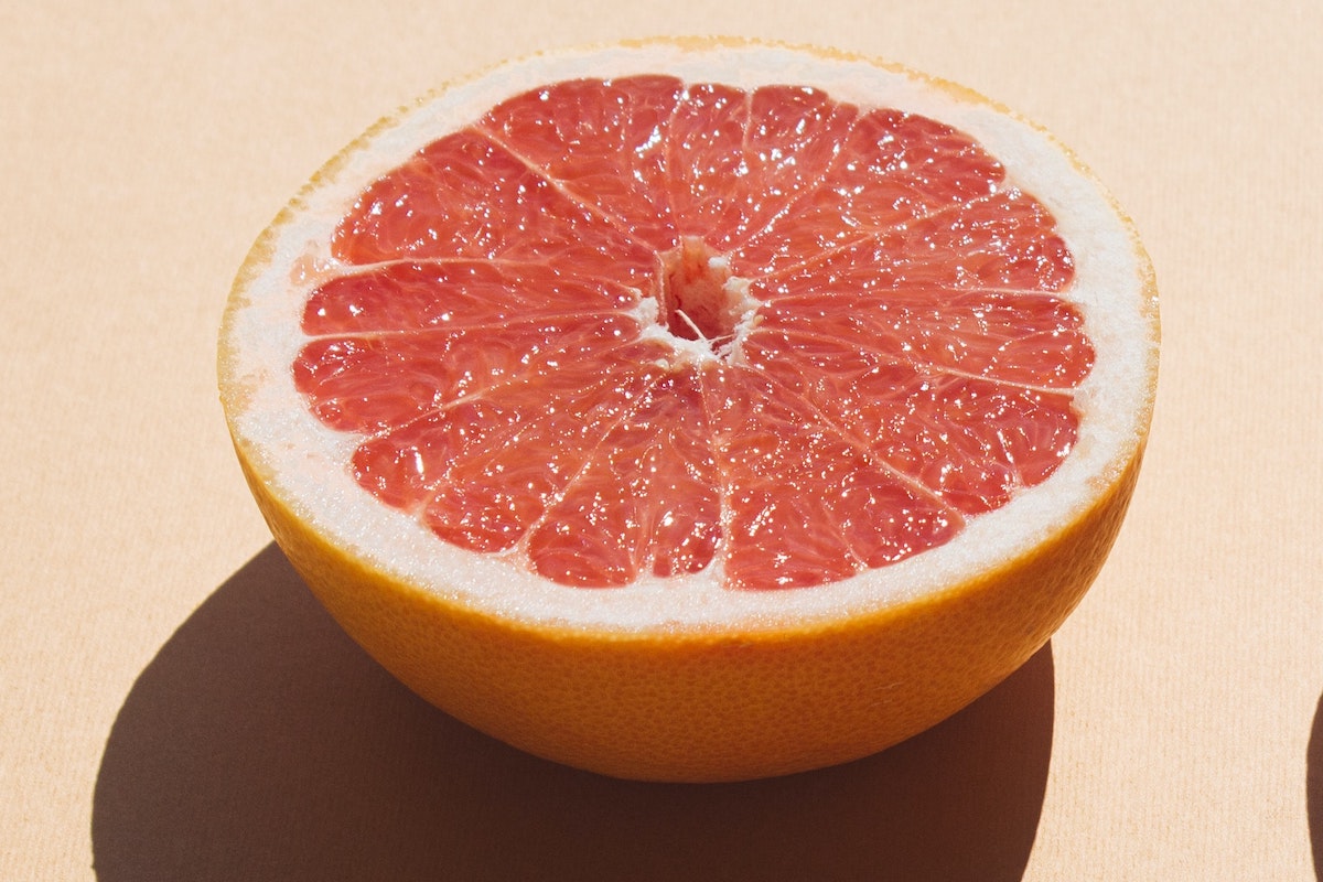 slice of pink grapefruit.