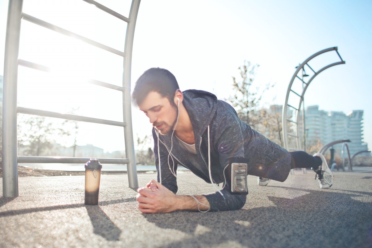 Man doing plank.