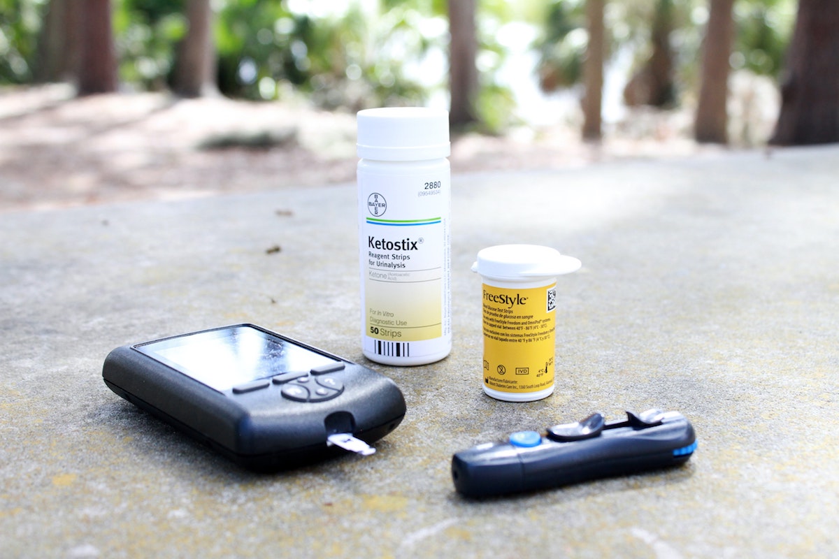 Insulin supplies and glucometer for diabetes.