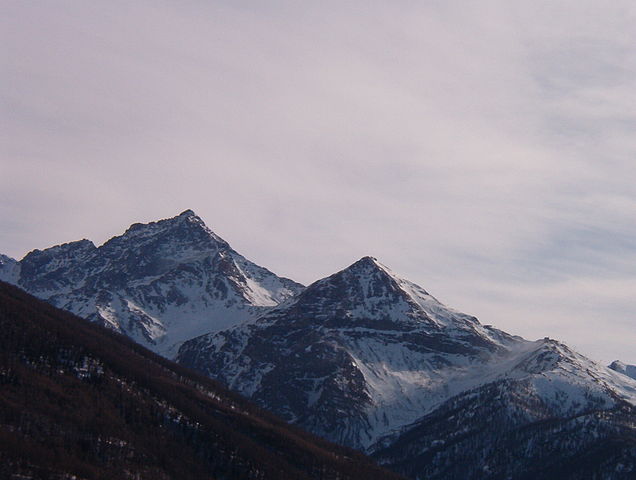 The snowy peaks of Via Lattea, Italy and France.