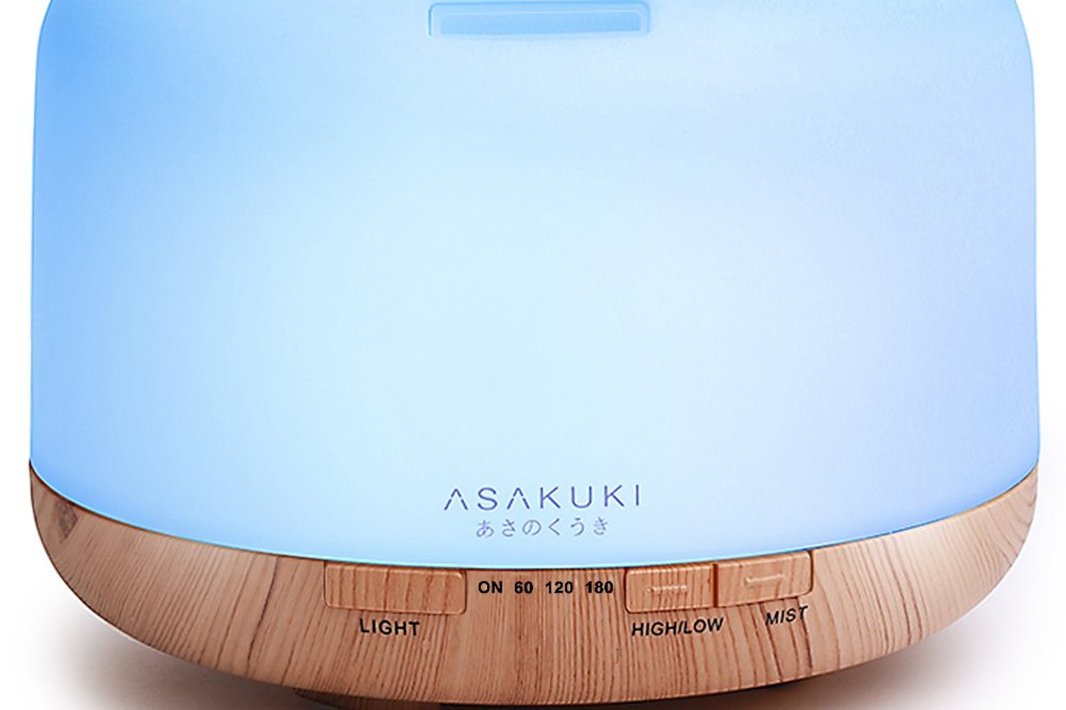 A close-up of an Asakuki essential oil diffuser.