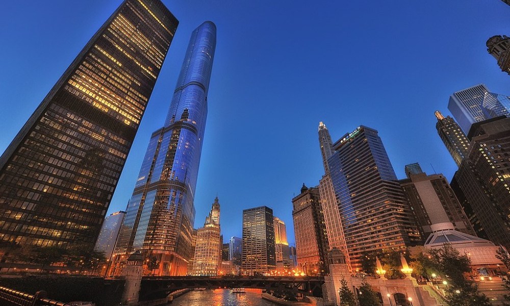 Chicago skyline at night.