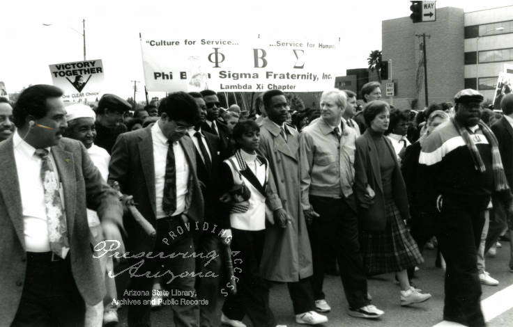 Arizona Governor Fife Symington Marches in a MLK Day Parade in Phoenix.