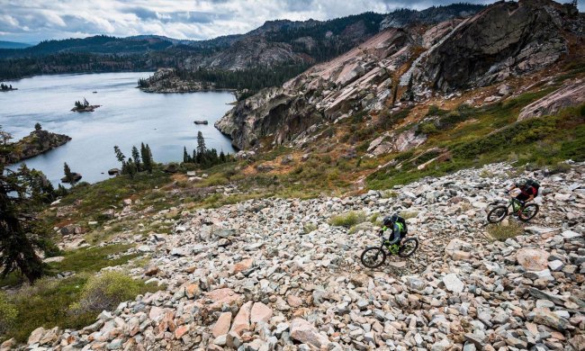 Mountain bikers riding the trails along California's future Lost Sierra Route.