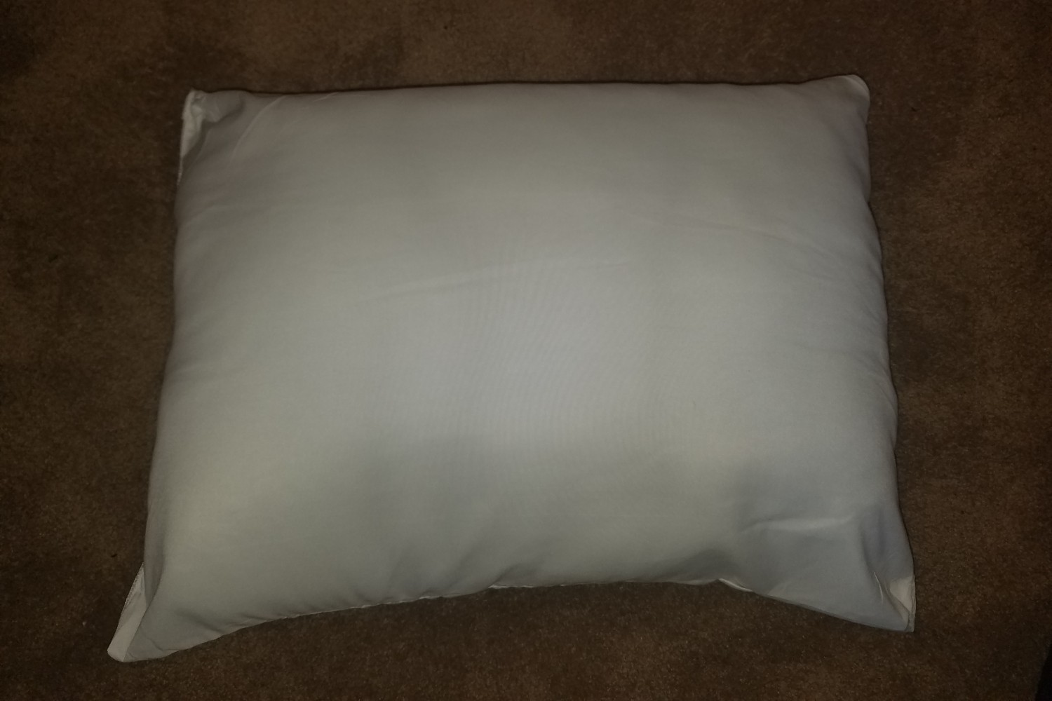 A white pillow lies on the floor.