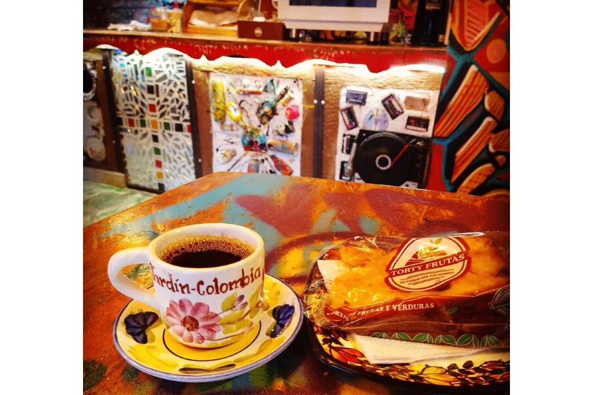 A cup of coffee at Café Aroma de Barrio in Medellín.