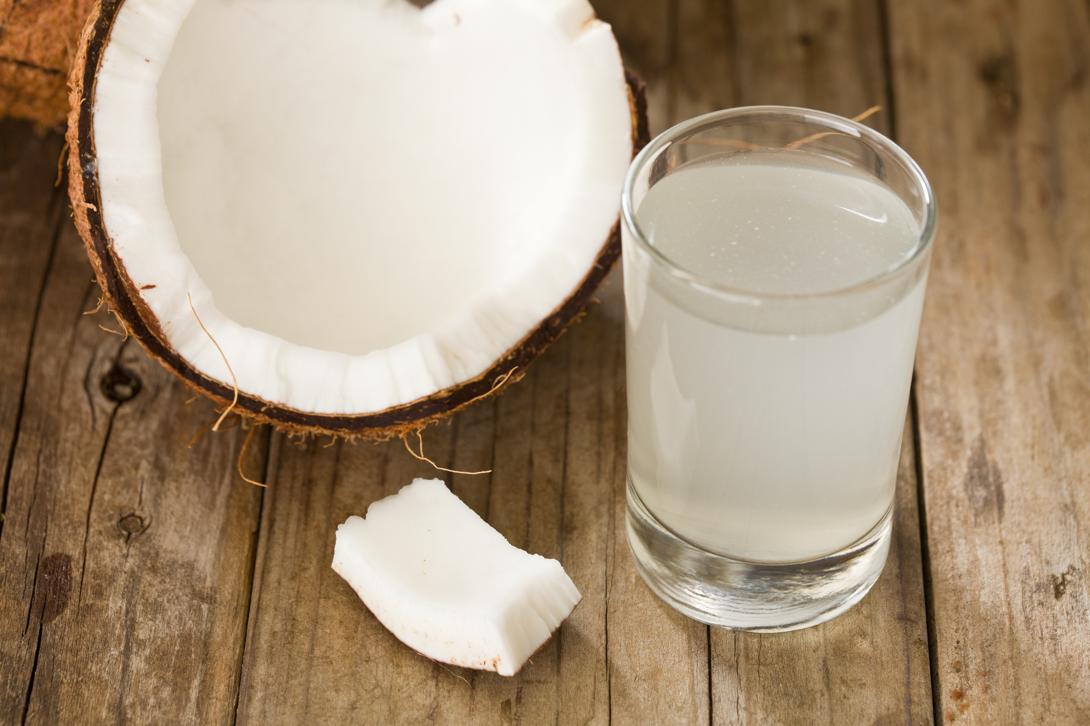 Coconut water and a nut