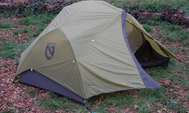 A Nemo Dagger OSMO 2P backpacking tent out in the backcountry.