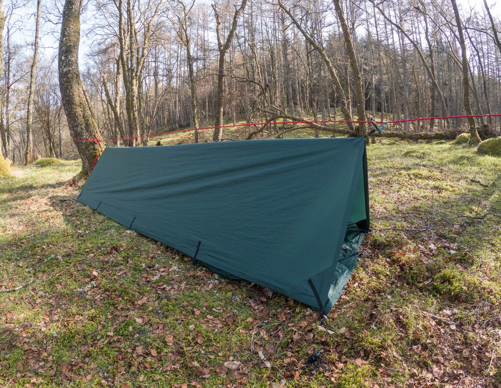 Tarp top tent setup