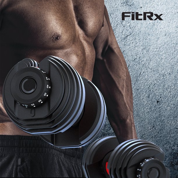 FitRx Smartbell 5-to-52-pound dumbbell being modeled.