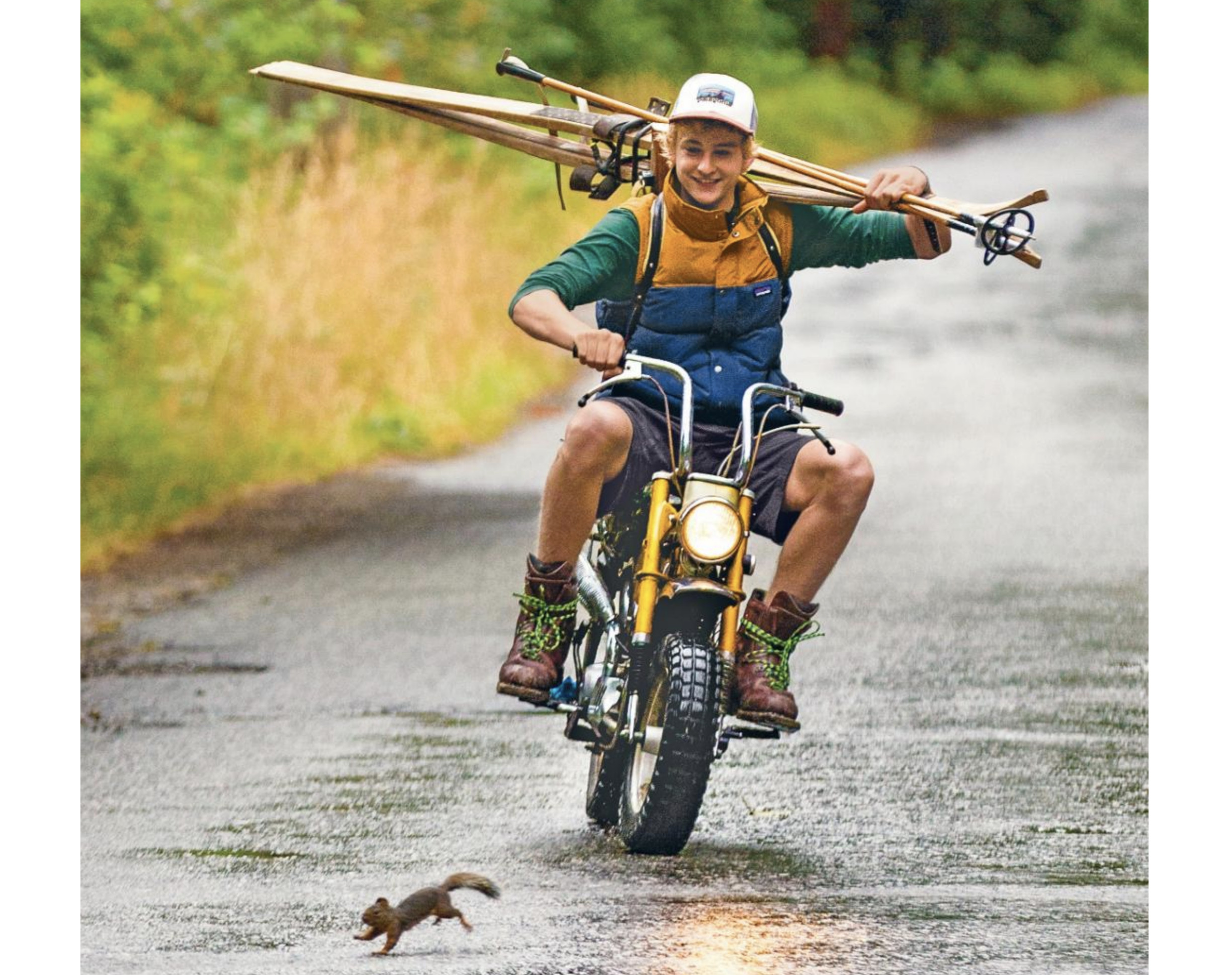 Man on motorbike wearing Patagonia.