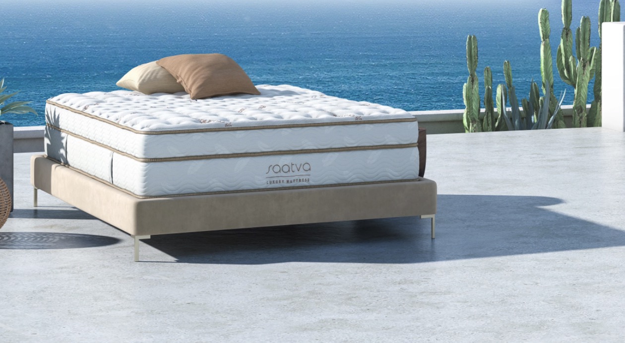 saatva classic mattress outside near the ocean