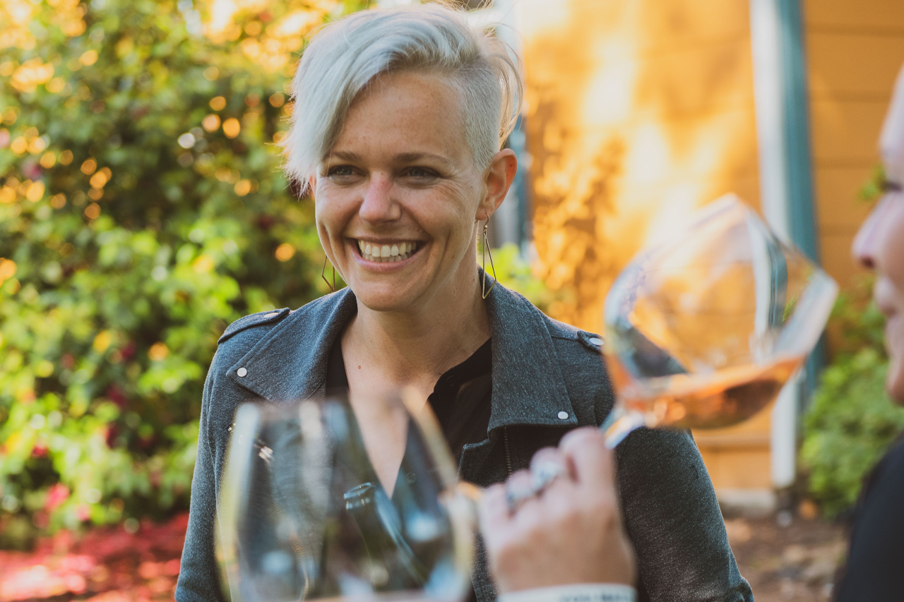 The winemaker Remy Drabkin at a tasting