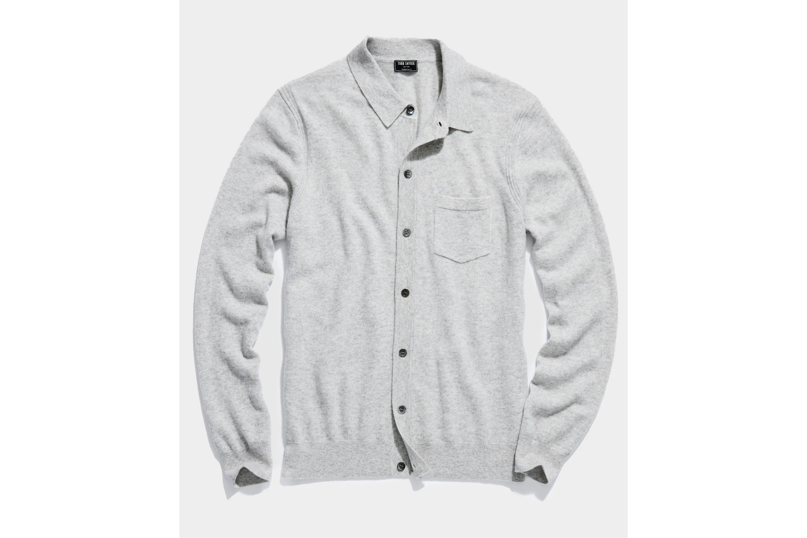 Gray long sleeve sweater polo.