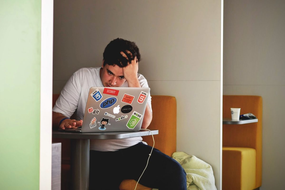 frustrated man on laptop