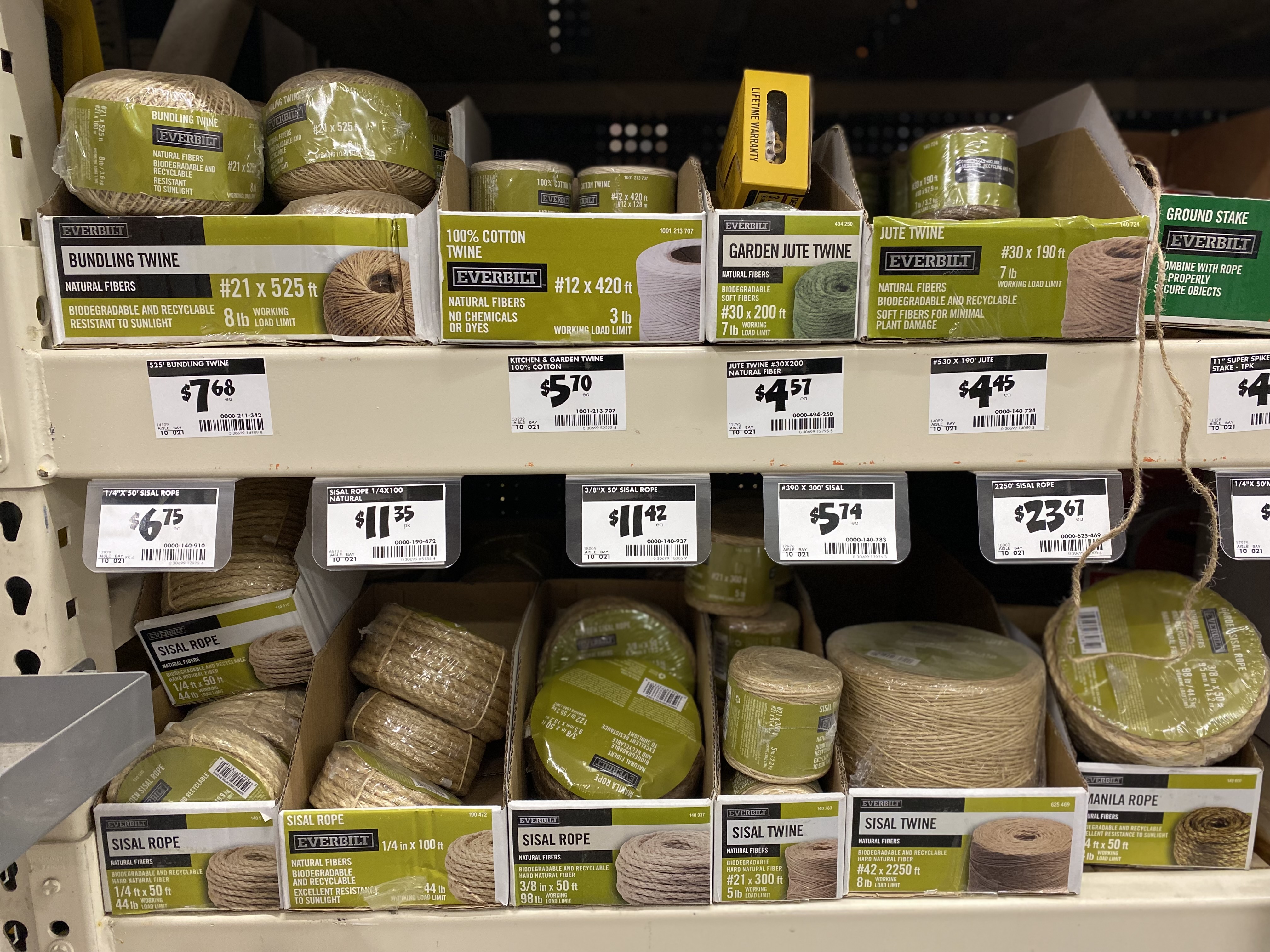 Shelves with balls of twine