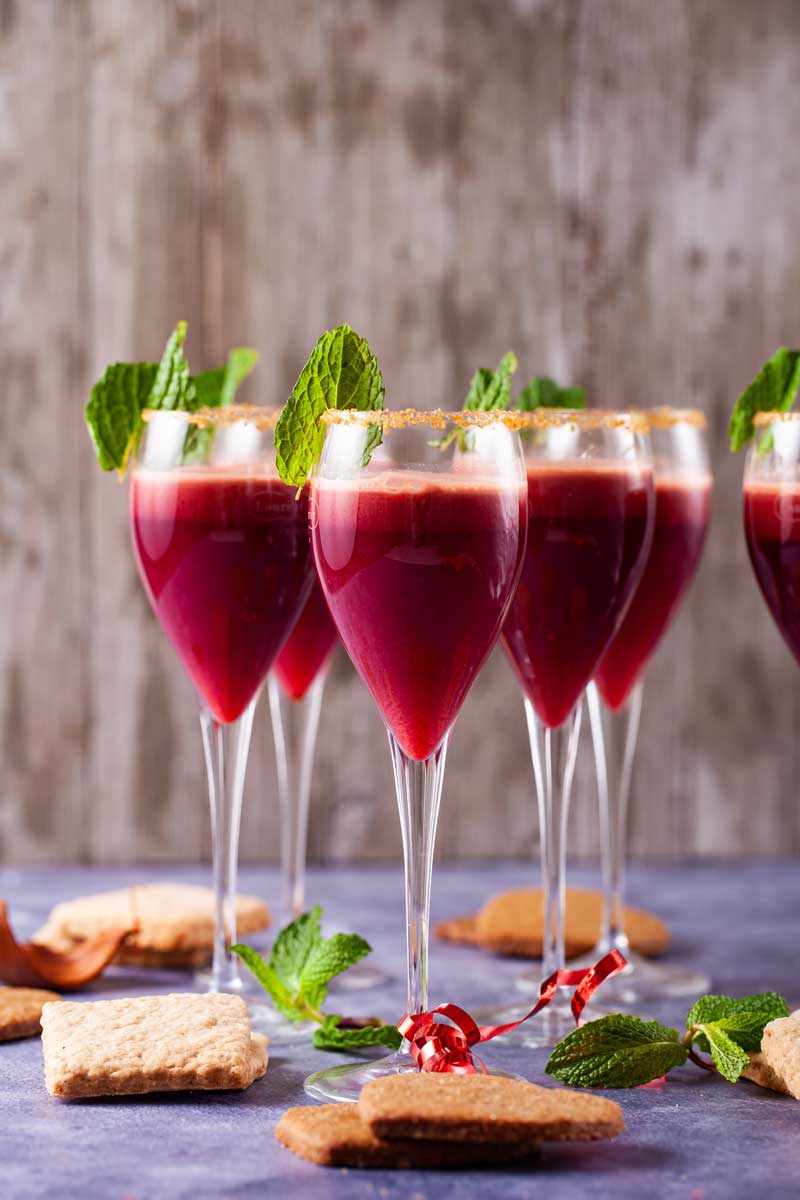 Glasses of Fruity Pomegranate Mocktails