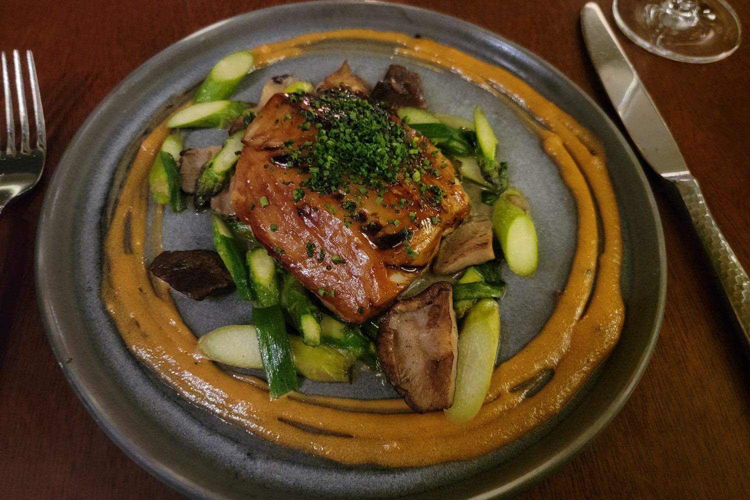 A salmon plate at Raya at The Ritz-Carlton Laguna Niguel in Dana Point, California.