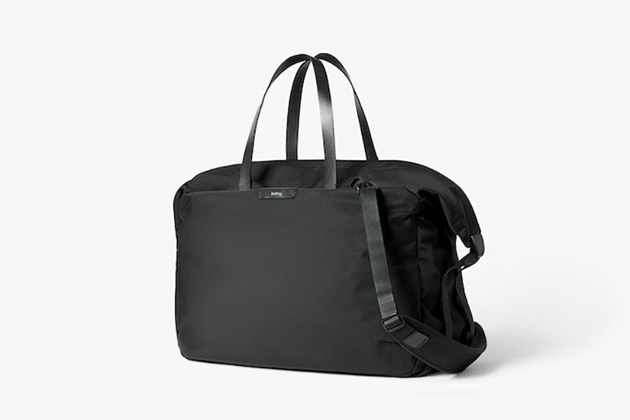 Bellroy Weekender Plus Travel Bag (in black) on a plain studio background.