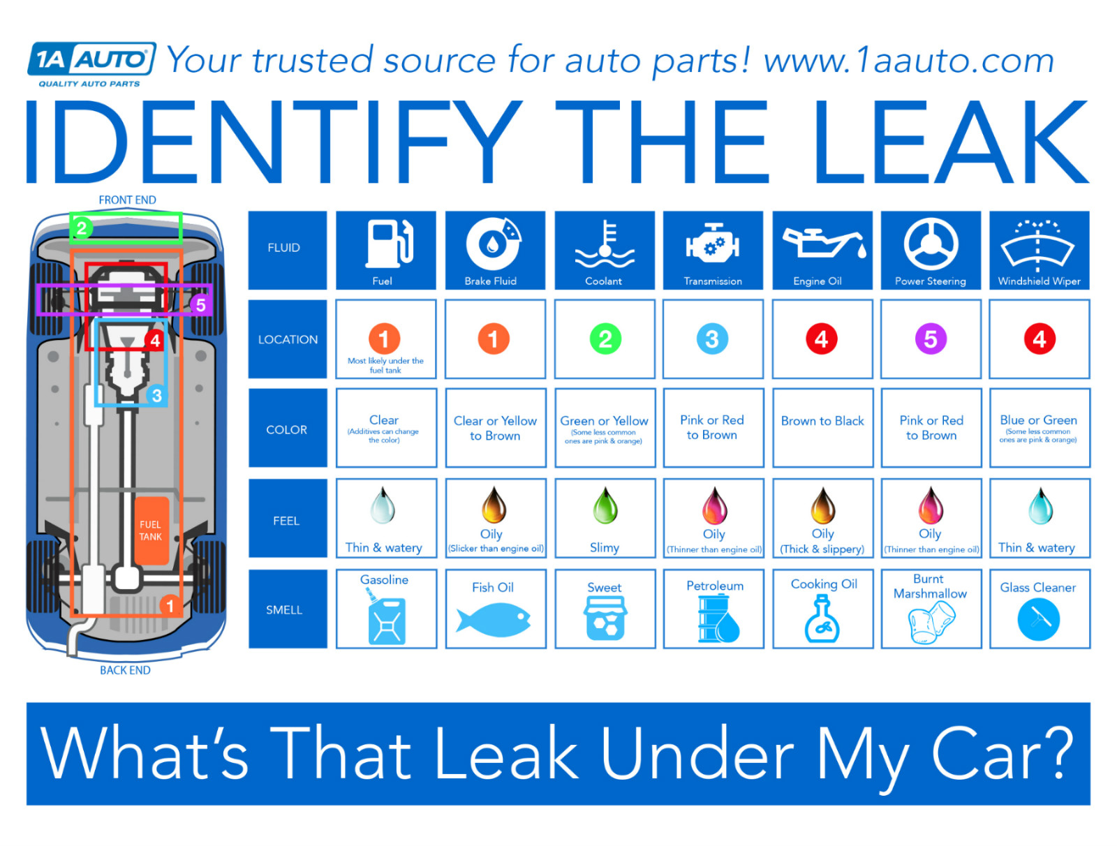 This Simple Chart Shows You Which Fluid Your Car Is Leaking (and When ...