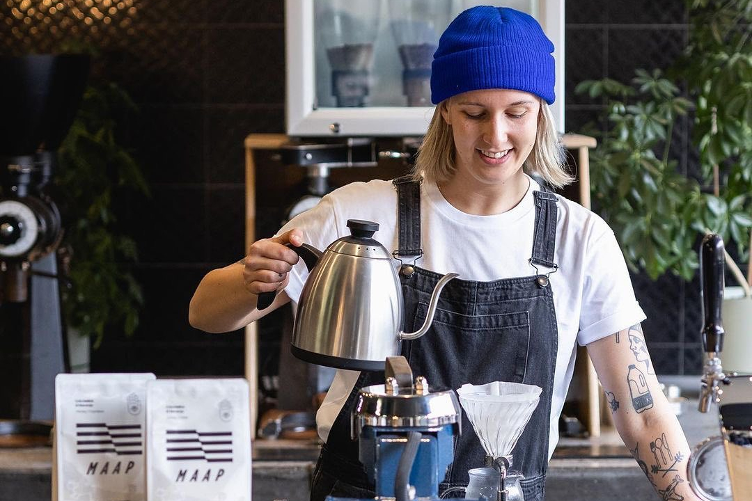 A scene from Proud Mary Coffee in Portland.