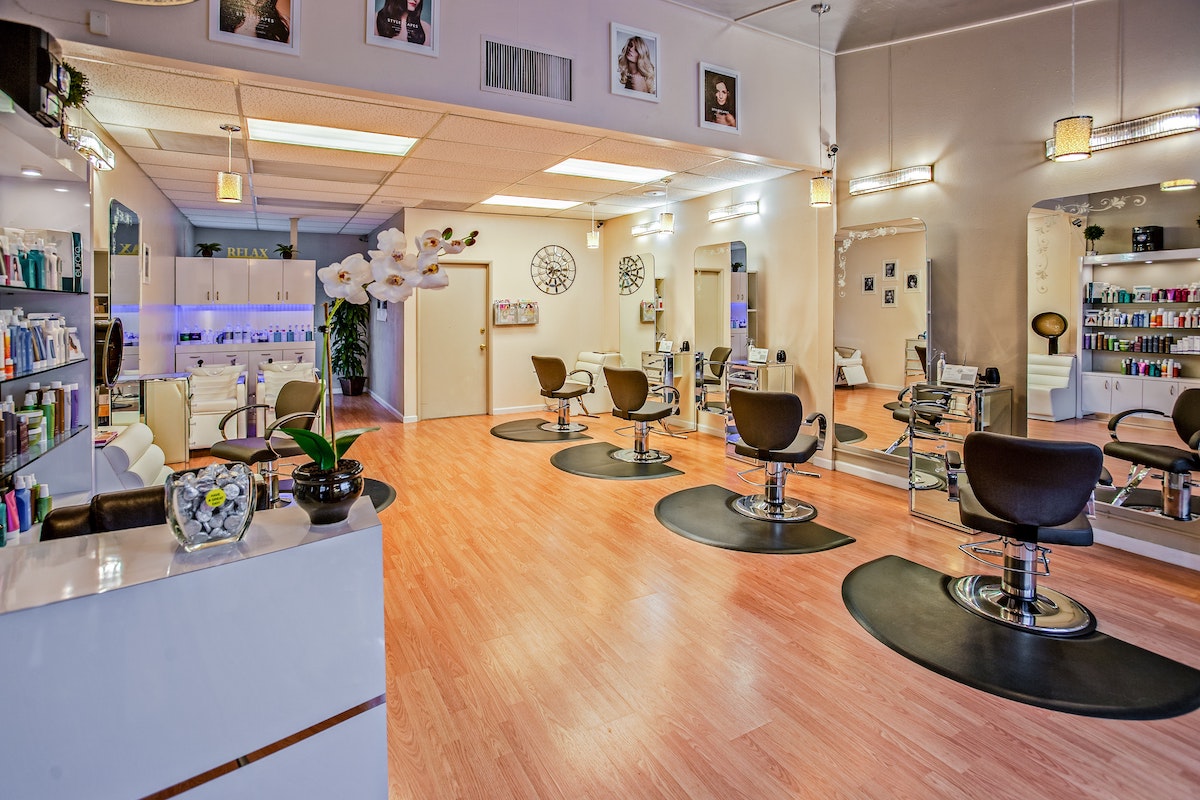 a long shot of a salon