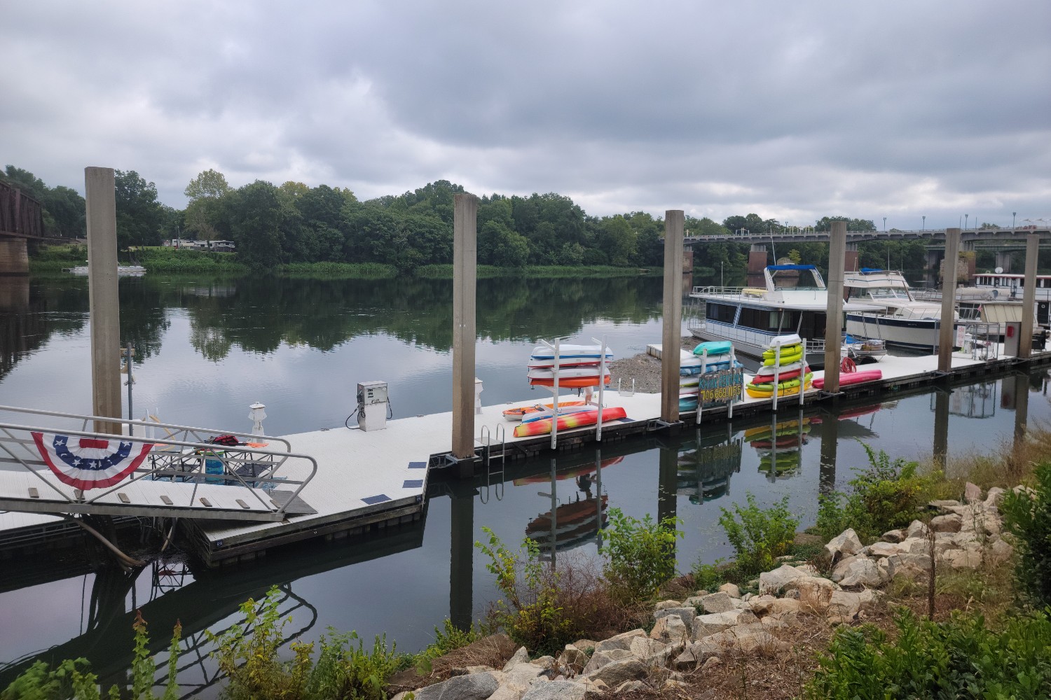 The Two Dudes and a Boat dock on the Savannah River in Augusta, Georgia.