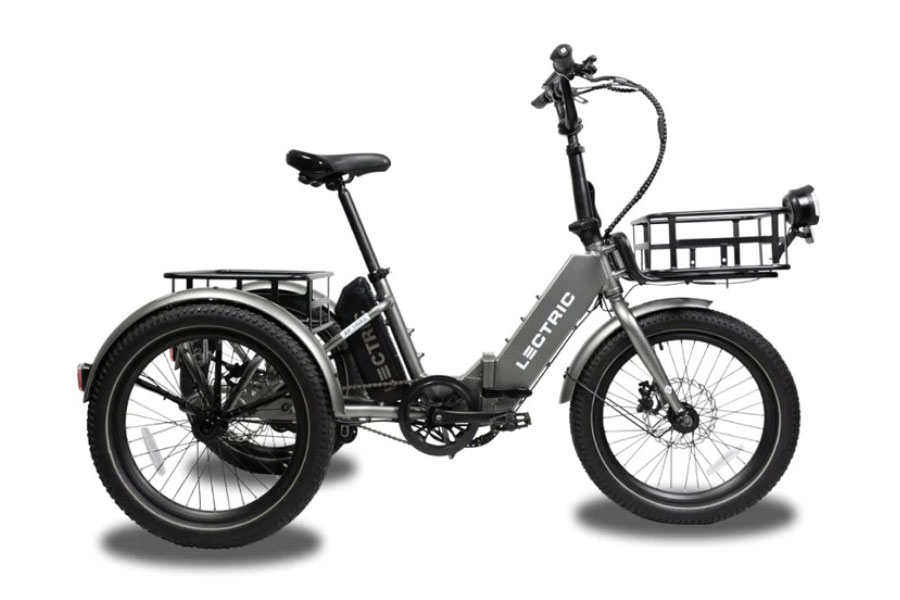 Lectric XP Folding Electric Trike on a white background.