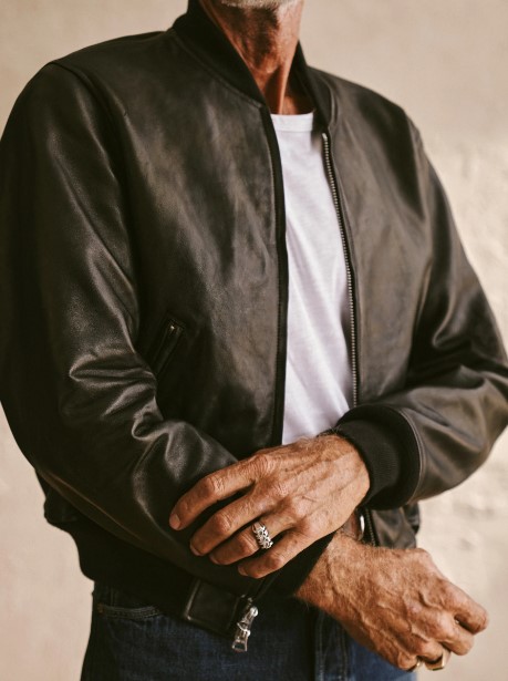 Buck mason clearance leather bomber jacket