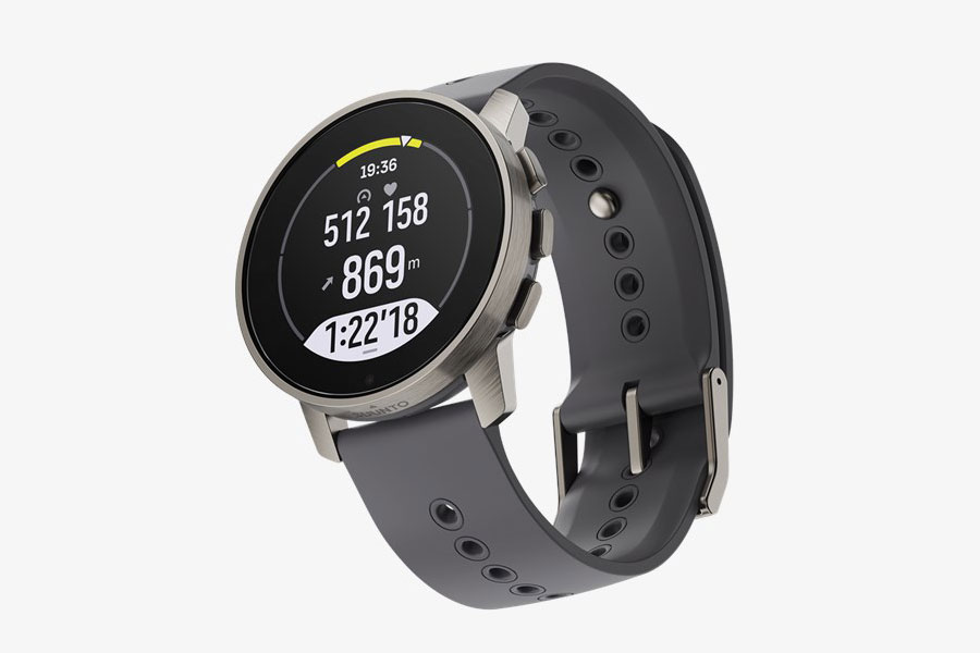 Suunto 9 Peak Pro Multisport Smartwatch (in Titanium Slate) isolated on a plain studio background.