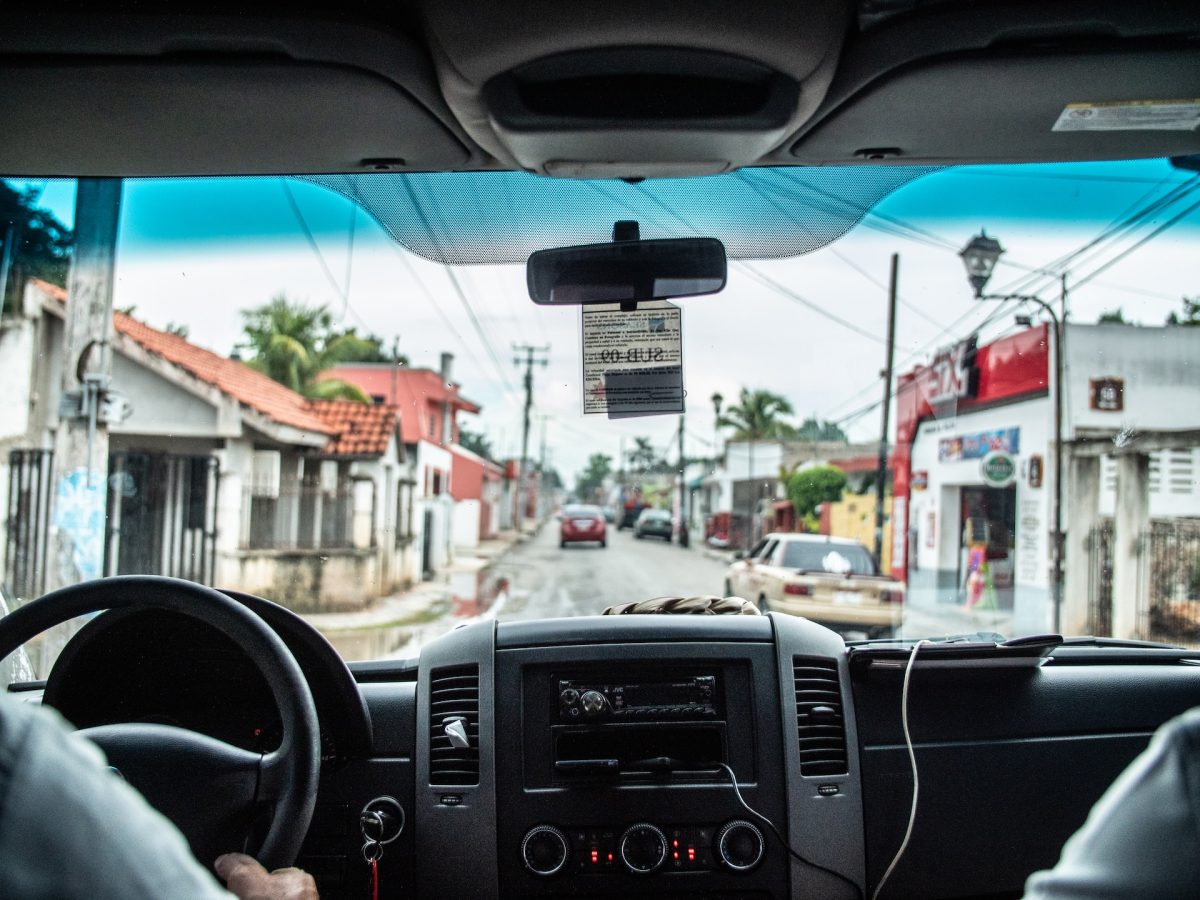 A taxi driving around Mexico.