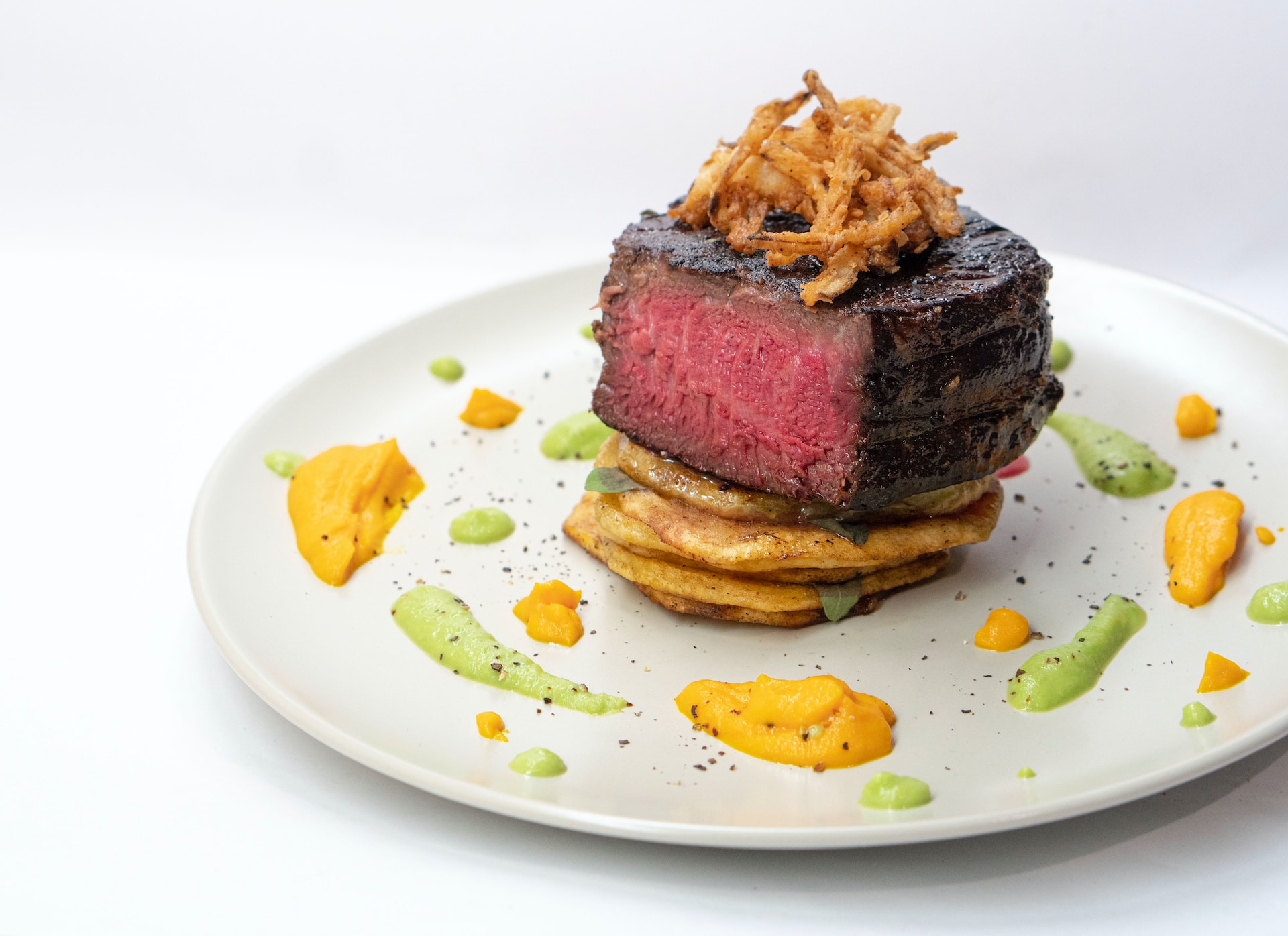 Plated filet mignon dish