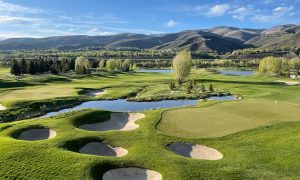 A gorgeous view of an empty golf course.