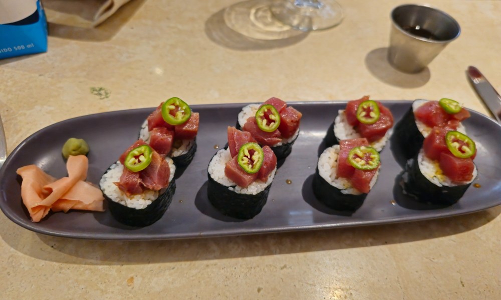 A sushi plate from La Cascada Restaurant & Bar at The Westin Resort & Spa, Puerto Vallarta, in Puerto Vallarta, Jalisco, Mexico.