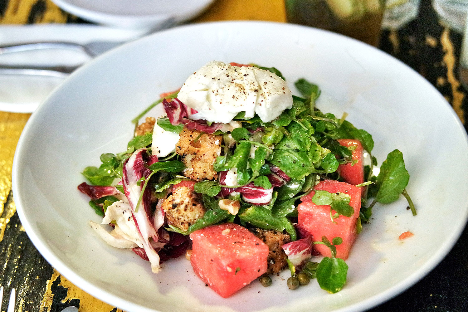 Watermelon salad with capers