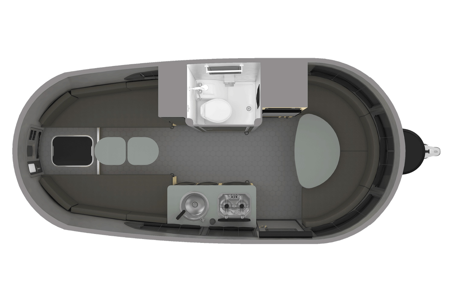 Floorplan of the Airstream REI Co-op Special Edition Basecamp 20X travel trailer.