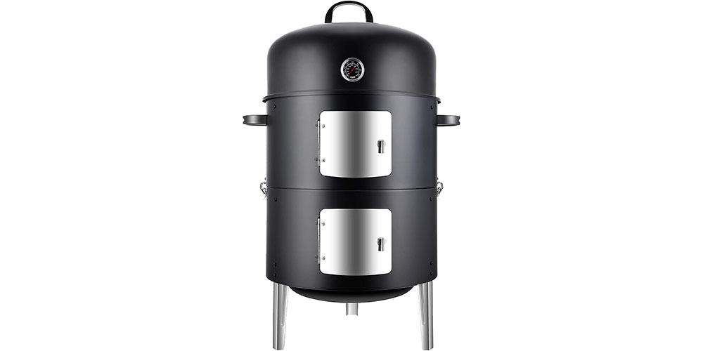 The Realcook Vertical 17-inch Steel Charcoal Smoker on a white background.