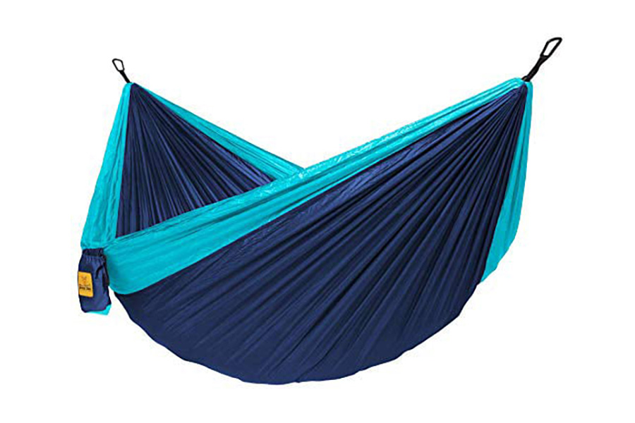 Wise Owl Outfitters Camping Hammock (in blue), isolated against a plain white background.