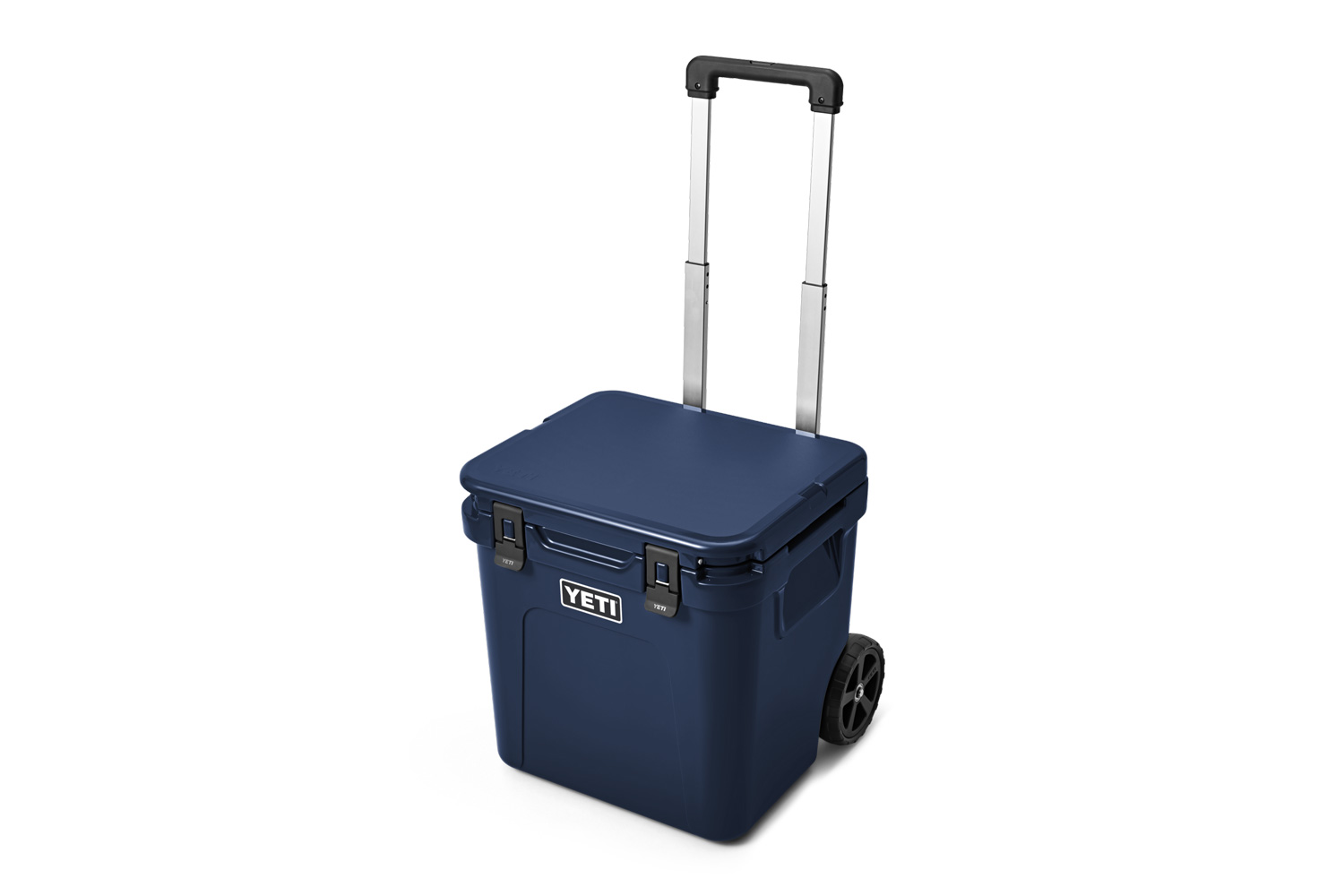 Yeti Roadie 48 Wheeled Cooler (in blue) on a plain white studio background.