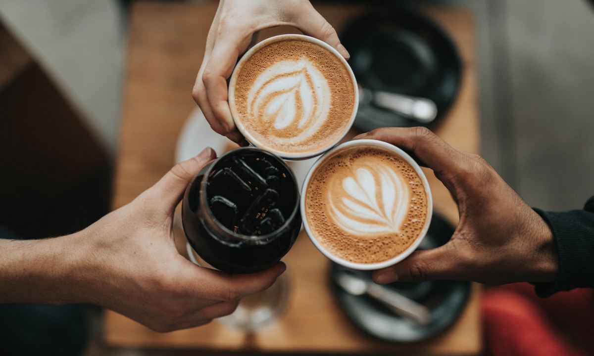 Three coffee cups at a coffee shop