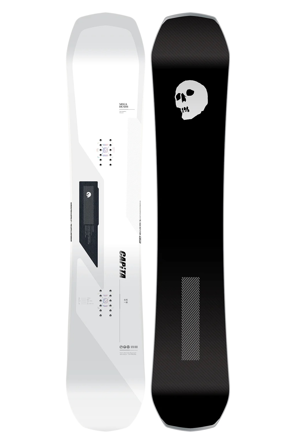 The CAPiTA Mega Death snowboard on a white background