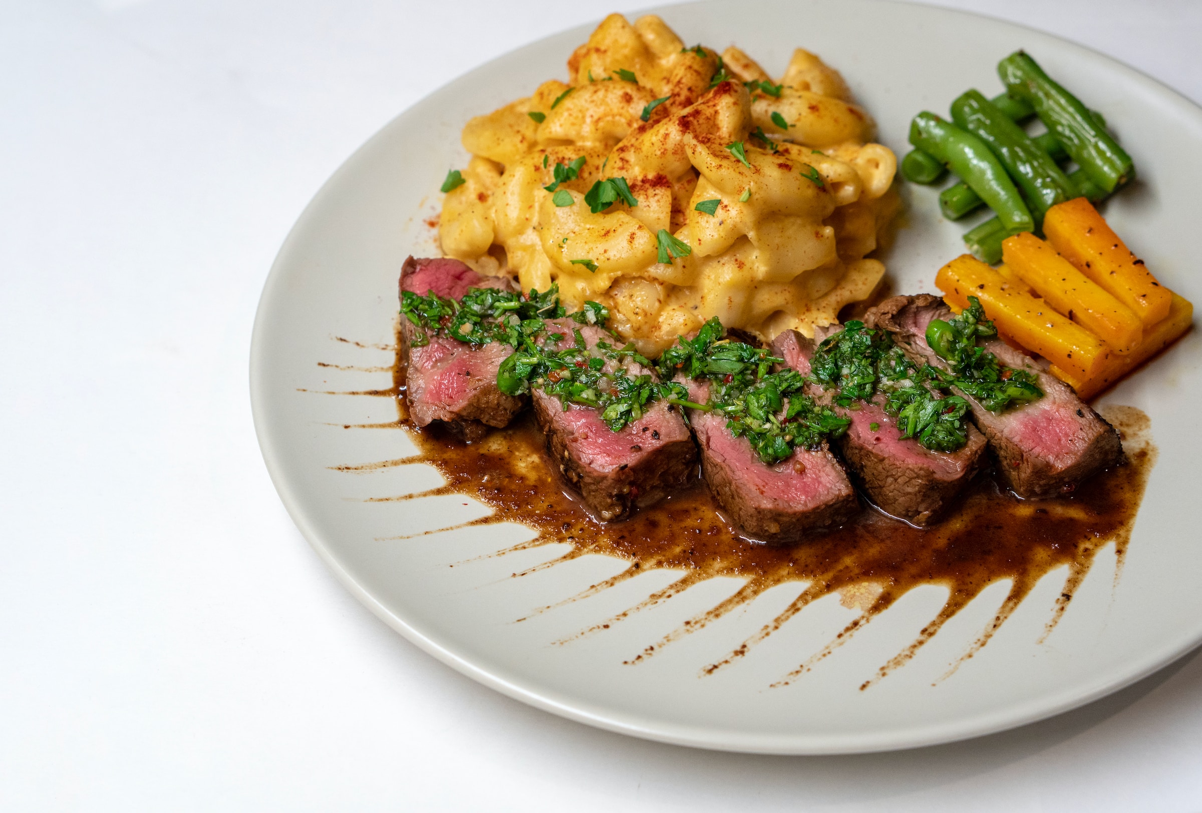 Plated steak dish