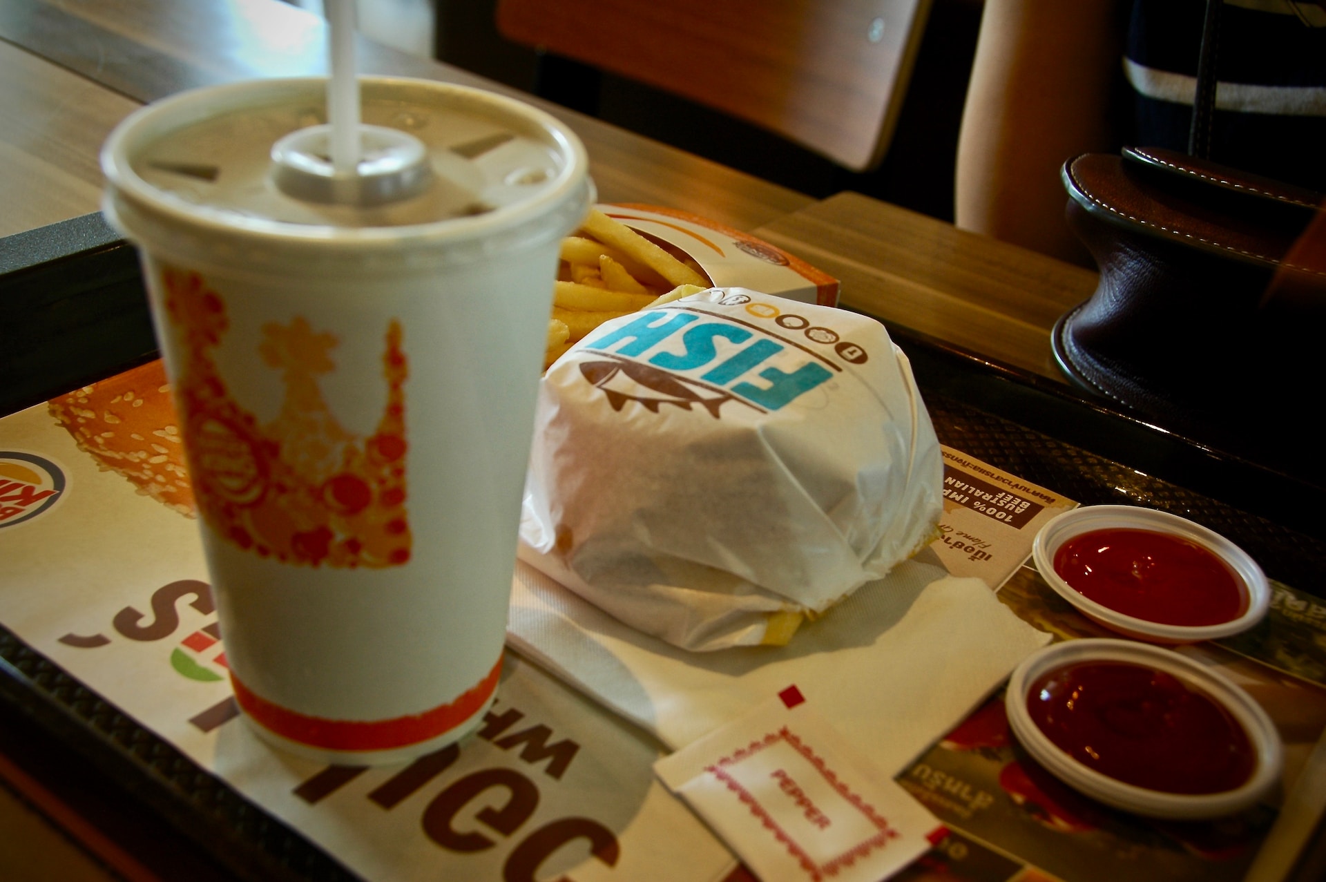 A Burger King meal on a tray.