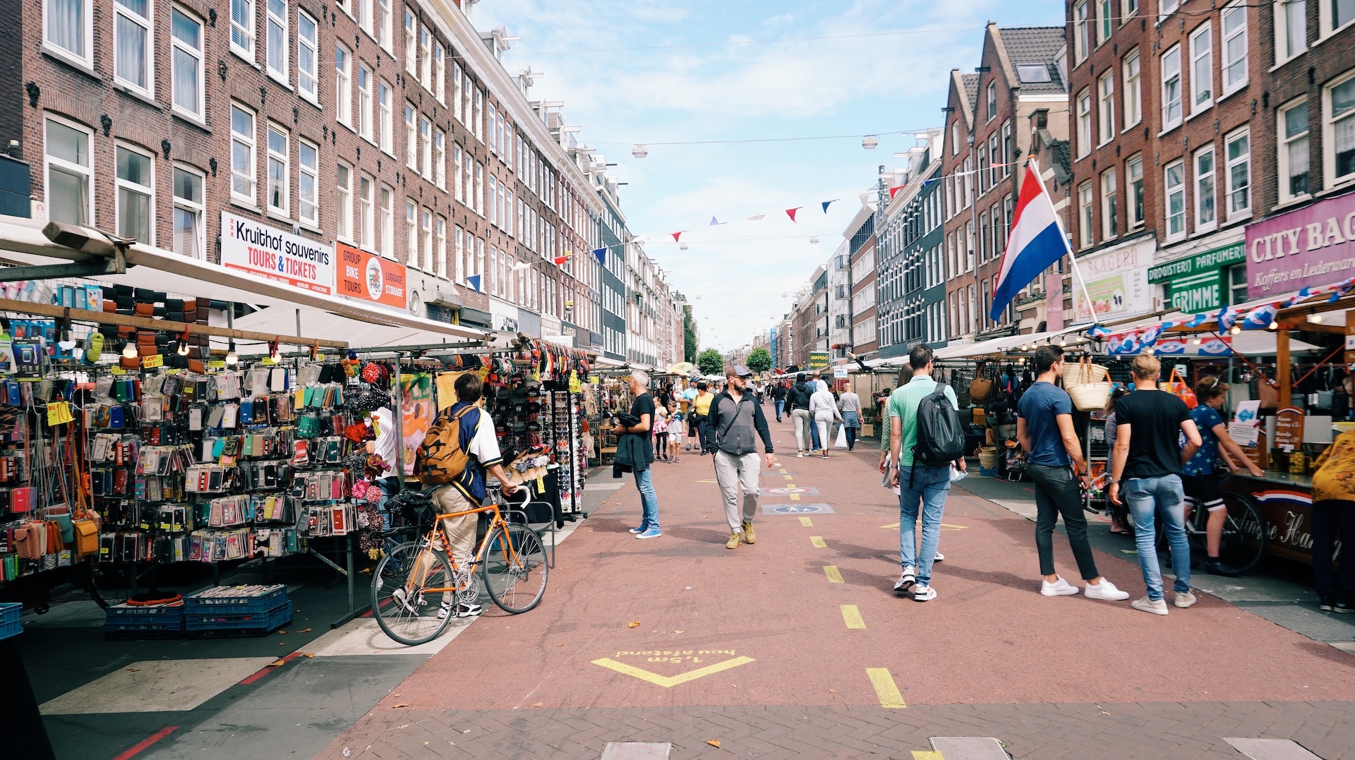 A festival in the street in Amsterdam.