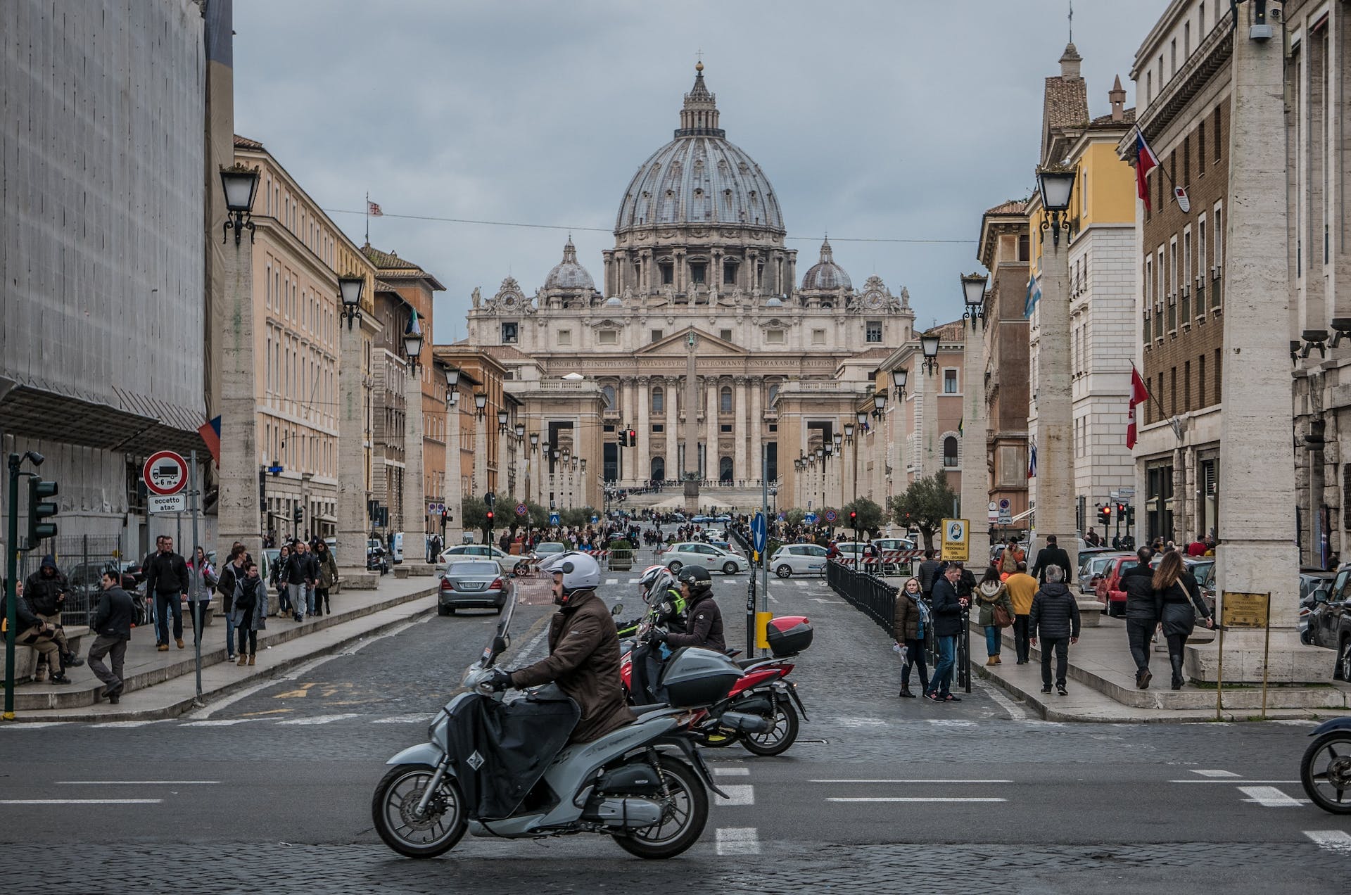 The Vatican City scenery with tourist exploring